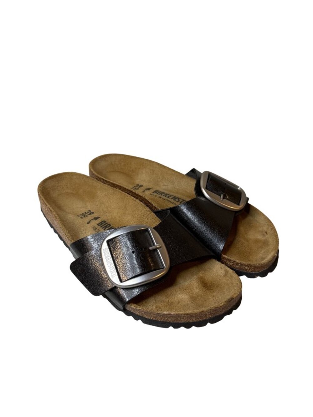 Birkenstock Madrid Big Buckle Sandals Black Leather 39 EU Womens